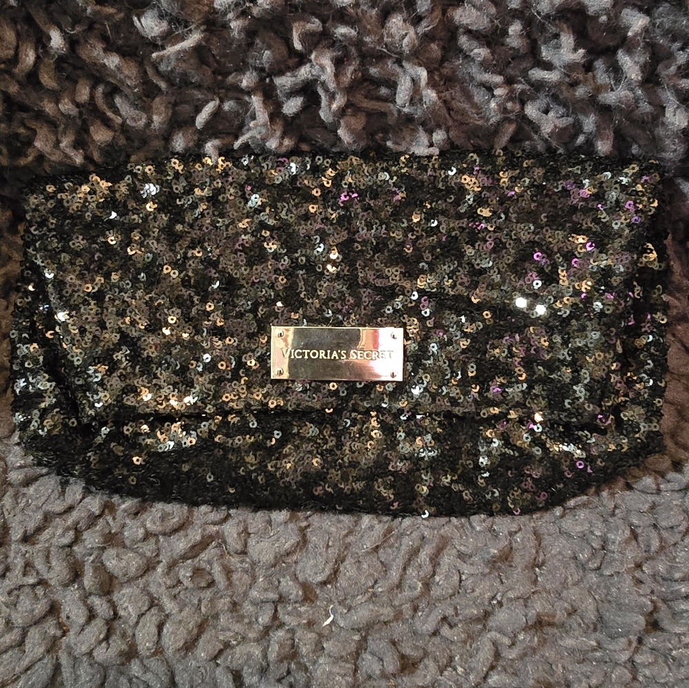 Victoria Secret Clutch Black Sequins